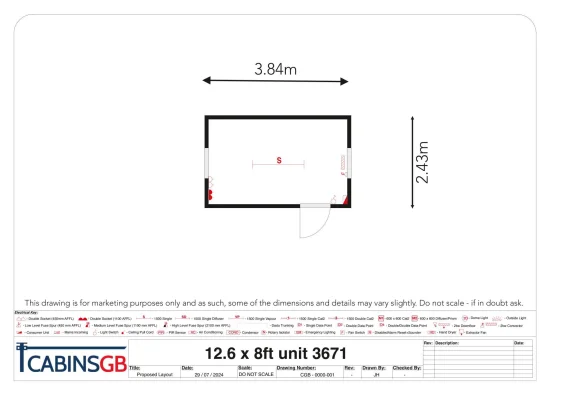  - Ref: 3671 - 13'x8' Cabins up to 24' Long