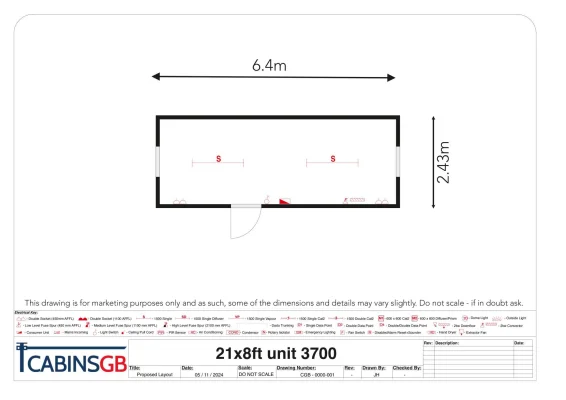  - Ref: 3700 - 21'x8' Cabins up to 24' Long