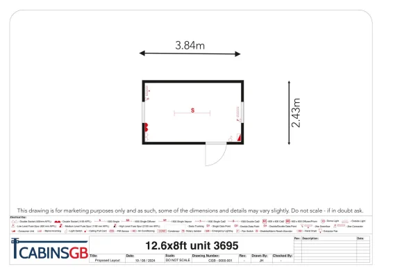  - Ref: 3695 - 12'x8' Cabins up to 24' Long