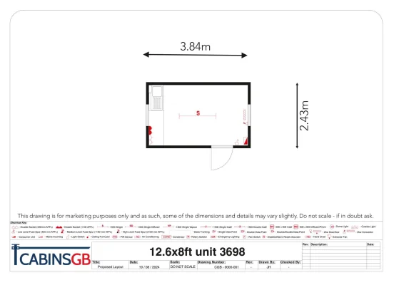  - Ref: 3698 - 12'x8' Cabins up to 24' Long