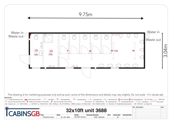  - Ref: 3688 - 32'x10' Toilet