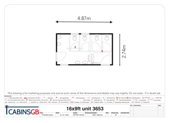  - Ref: 3653 - 16'x9' Toilet