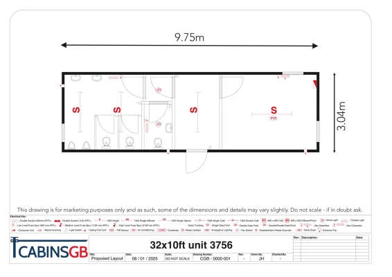  - Ref: 3756 - 32'x10' Toilet