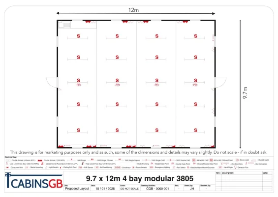  - Ref: 3805 - 9.6m x 12m Modular Building